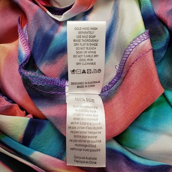 Seafolly Watercolor Silk Maxi Dress Limited Edition Rainbow Multicolor Colorful - Picture 11 of 11